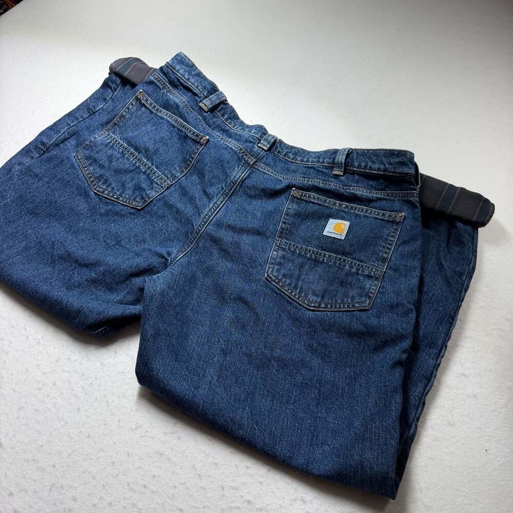 Carhartt BD4942-M Flannel Lined Relaxed Fit Denim Jeans Men's 38x30 Blue